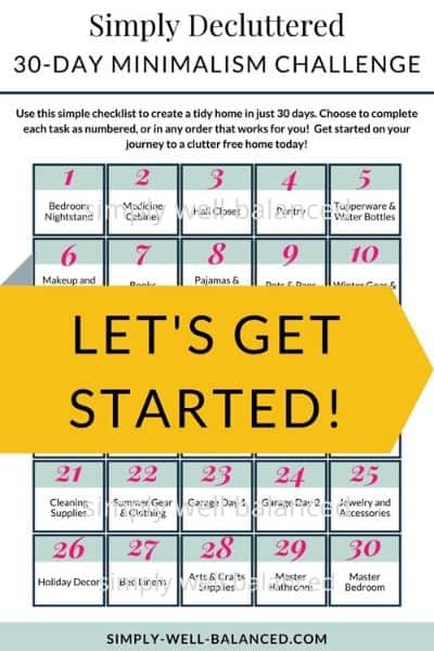 30 Day minimalism challenge printable pdf