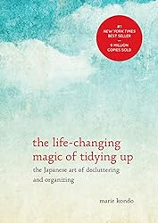 The book cover for The Life-Changing Magic of Tidying Up: The Japanese Art of Decluttering and Organizing; an abstract ombre sky with clouds.