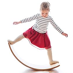 Build balance skills during play with the Wooden Wobble Balance Board. 