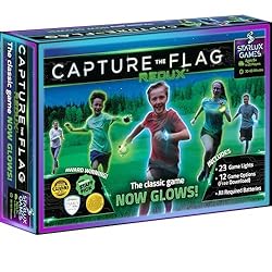 This ultra-fun glow-in-the-dark capture the flag game is perfect for active kids who like a challenge.
