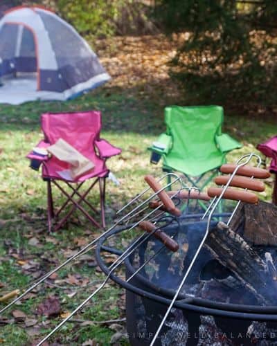 Backyard camping sleepover.