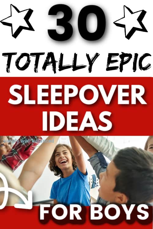 30 Boys sleepover ideas. Group of boys celebrating at a slumber party.