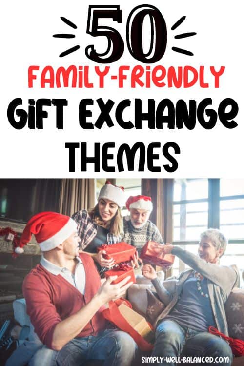 Family-Friendly Themes for Christmas Gift Exchange. Family wearing Santa hats exchanging holiday gifts. 