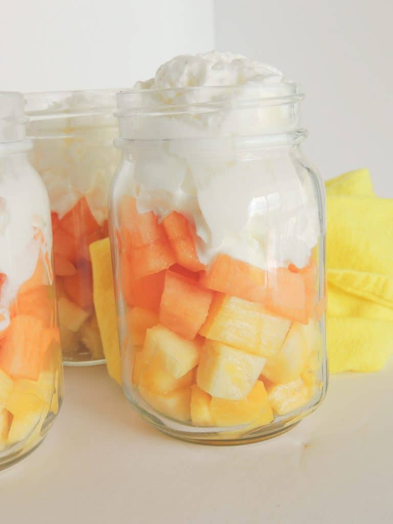 Healthy Candy Corn Fruit Parfaits – Halloween Snack