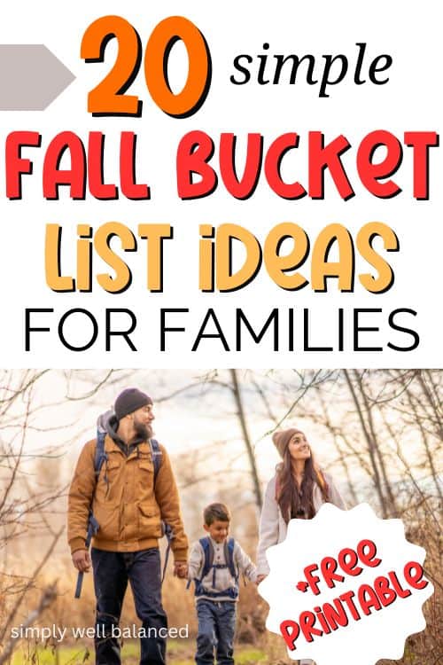 Family on a fall hike. Just one idea from this list of 20 simple fall bucket list ideas. 