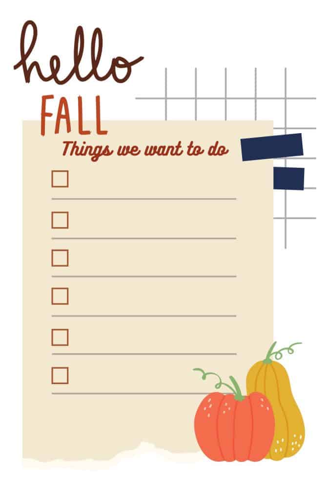 Free fall bucket list printable