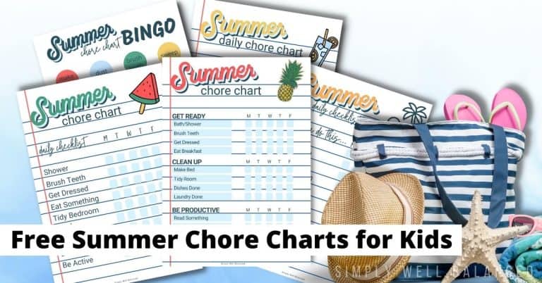 Free Printable Summer Chore Chart Bundle for Kids