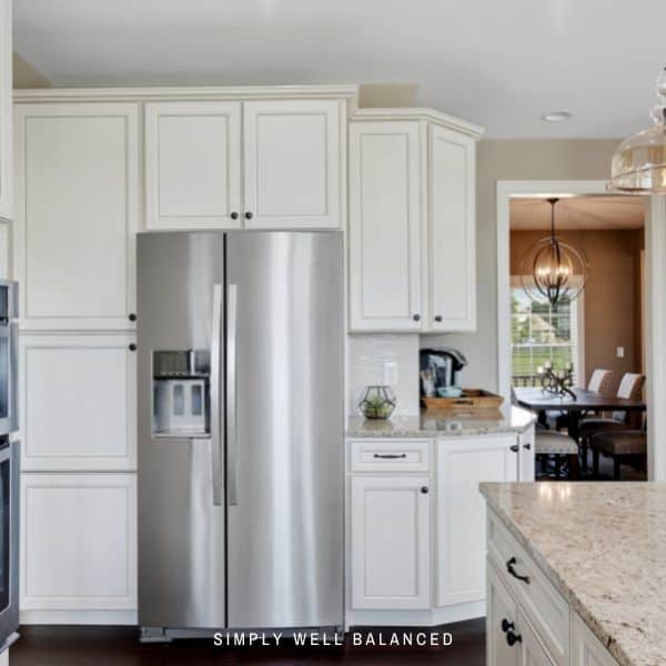 Keeping your refrigerator clean will help the kitchen look less cluttered.