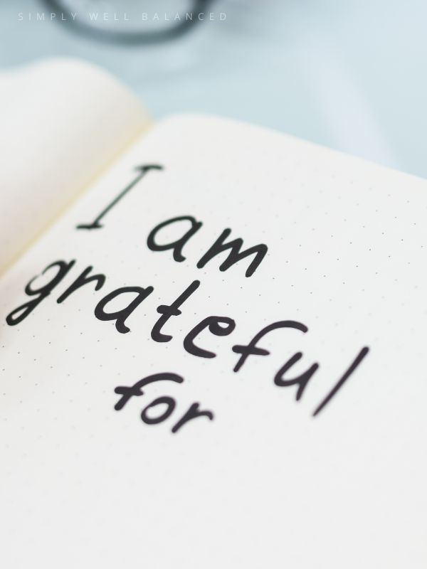Gratitude note written in a journal. 