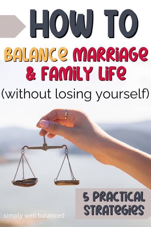 How to balance marriage and family life. Image of a woman holding a metal balance.