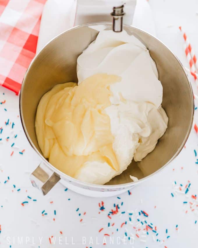 Icebox cake filling: pudding and cool whip.