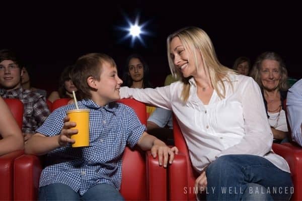 Mother and son at the movies