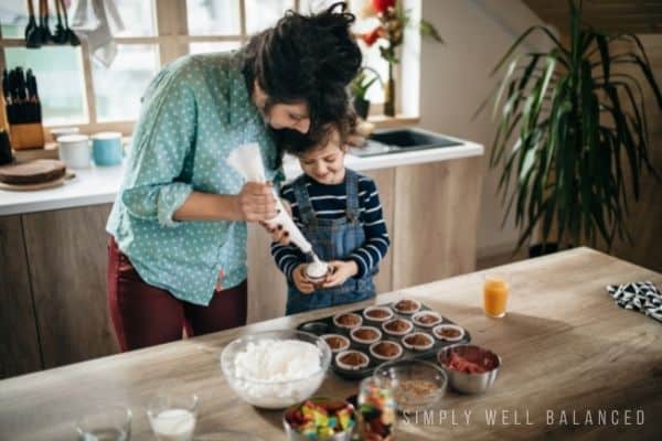 Mother and son baking together at home | At home date night ideas for moms and sons