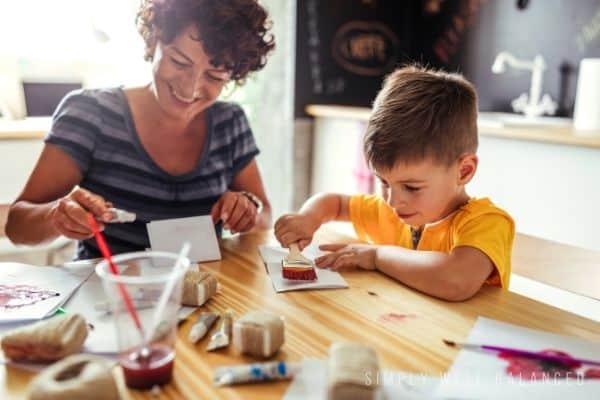 Mother and son painting together | Date night ideas for moms and sons
