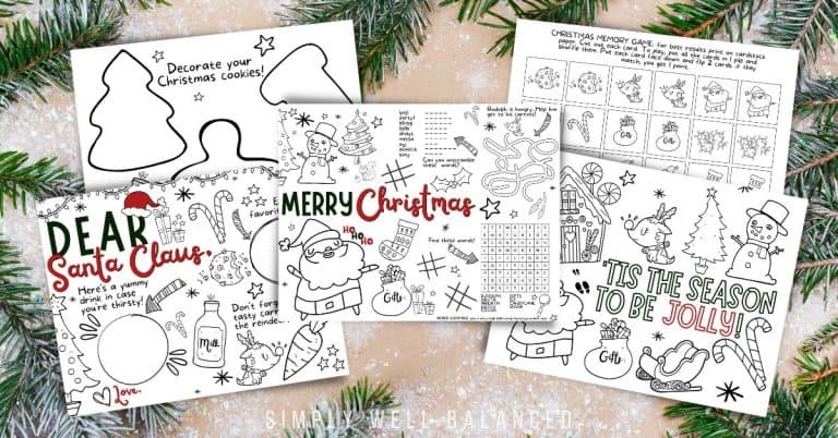 Free Printable Christmas Activity Placemats for Kids