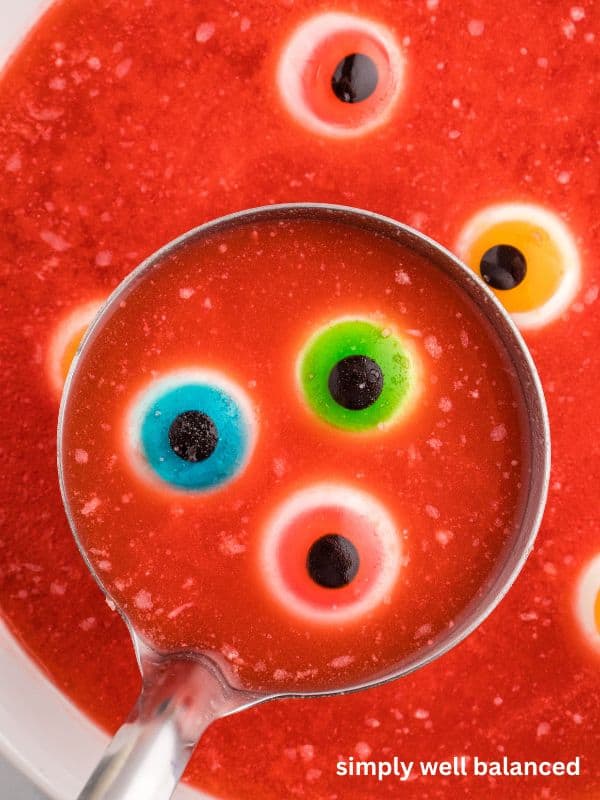 A ladel full of spooky party punch for Halloween. 