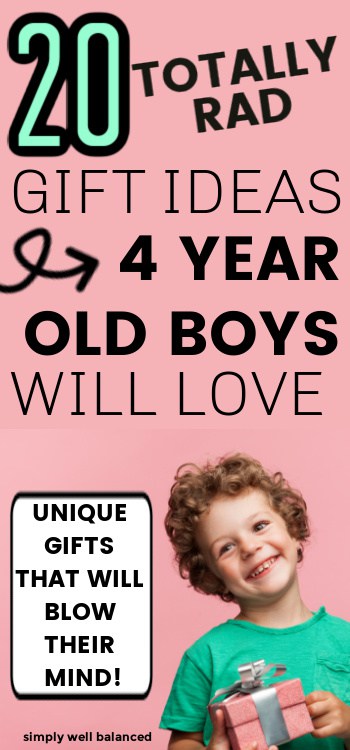 Looking for unusual gifts for 4 year old boys? Here's a list of 20 totally rad gift ideas that 4 year old boys will love!