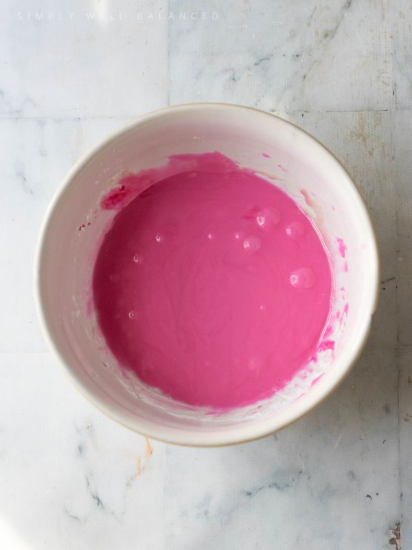 Pink glaze ready to go on Valentine\'s day Croissants. 