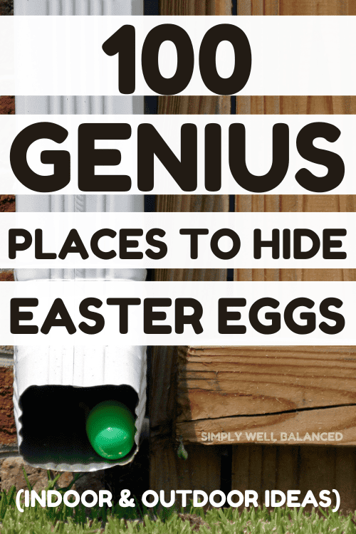 Green plastic Easter Egg hidden in the bottom of a downspout.